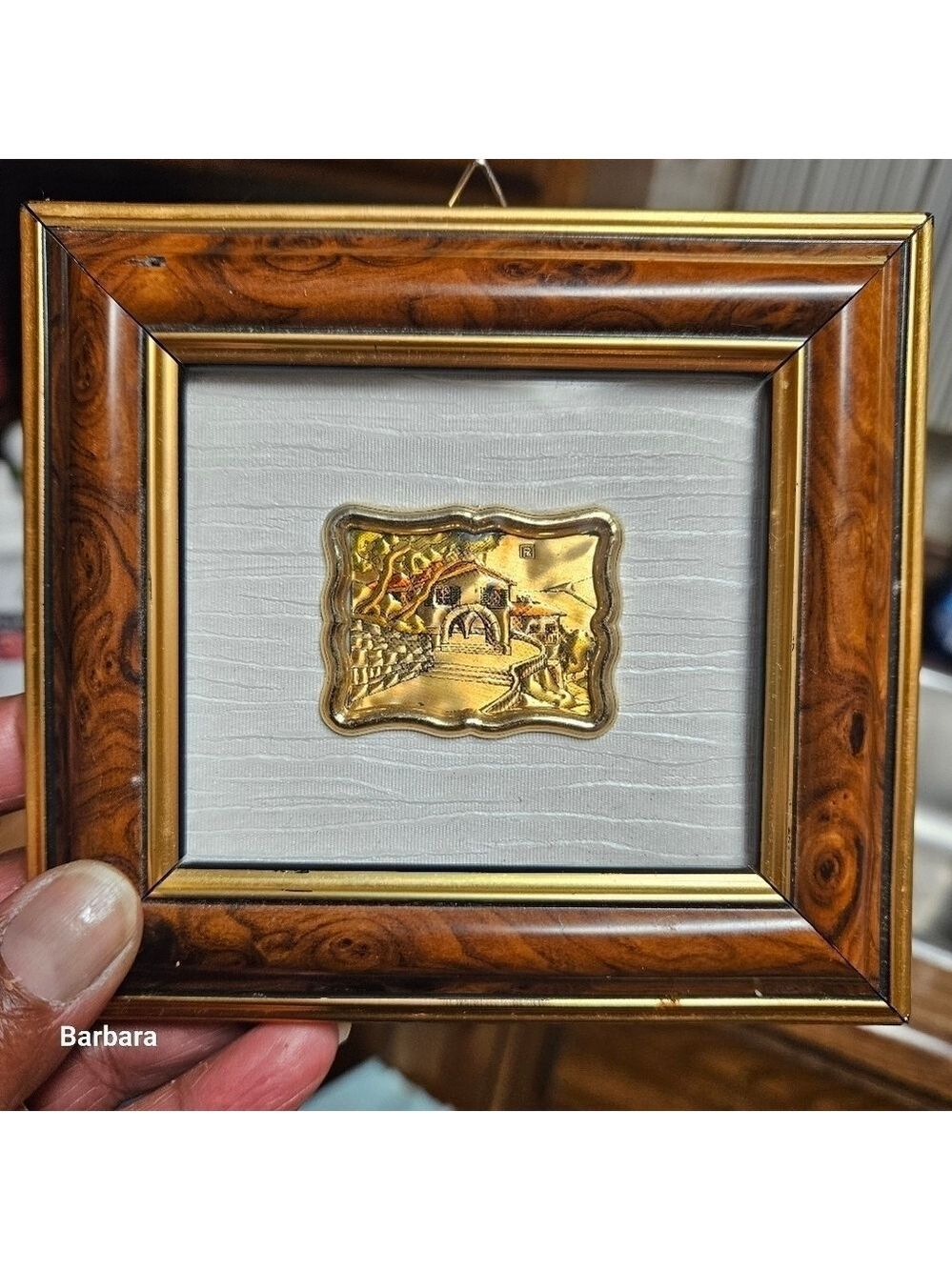 Vintage Italian Luso Mart Artisans Framed Repoussed 925 Miniature Landscape